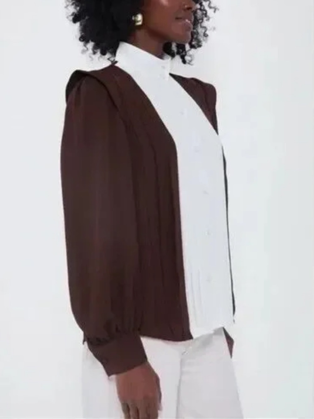 TUCKERNUCK X INDIA HICKS Chocolate and Ivory Grove Blouse NWT